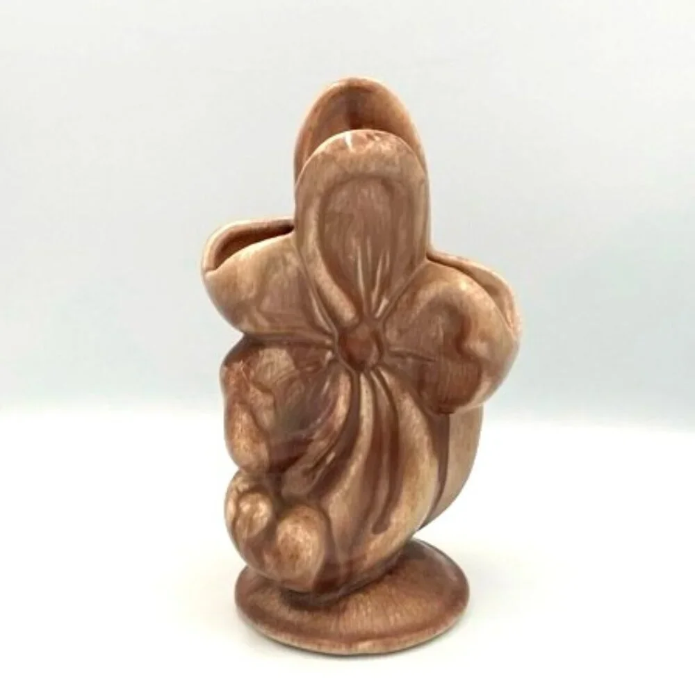 Vintage Gonder Magnolia Blossom Art Pottery Floral Bud Vase G-3 Signed Mocha MCM